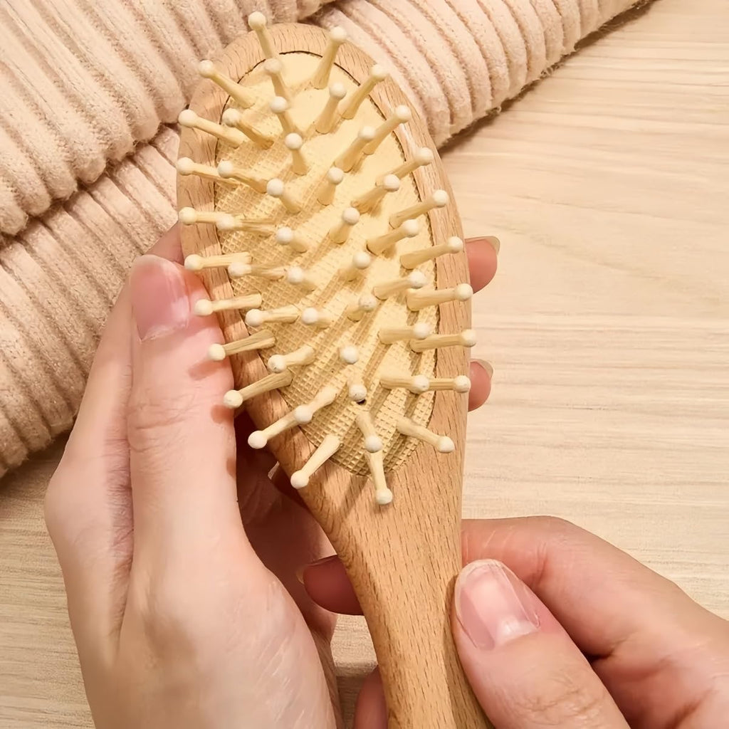 HDLOVE Spazzola for Capelli Personalizzata for Neonati, Pettine in Legno Personalizzato con Incisione di Nome E Icona, Setole Naturali for Cuoio Capelluto Delicato, Regalo Ricordo for Battesimo